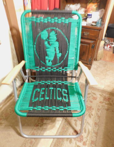 Macrame chair with Celtics design