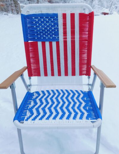 Macrame chair with American Flag design