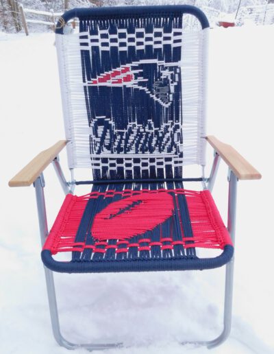 Macrame chair with Patriots design