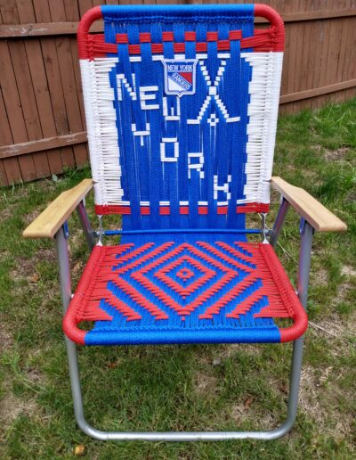 Macrame chair with Rangers design