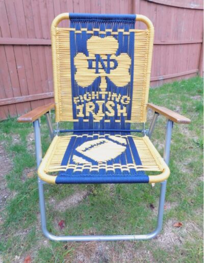 Macrame chair with Notre Dame design