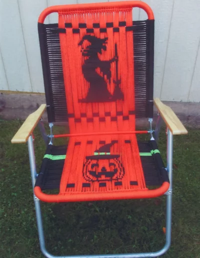 Macrame chair with Halloween design