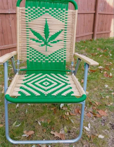 Macrame chair with Pot Leaf design