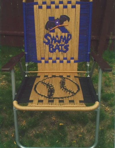 Macrame chair with Swamp Bats design