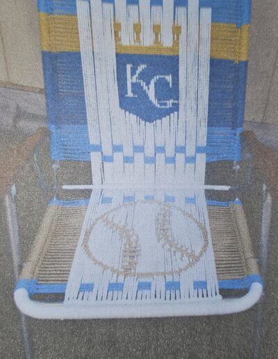 Macrame chair with KC Royals design