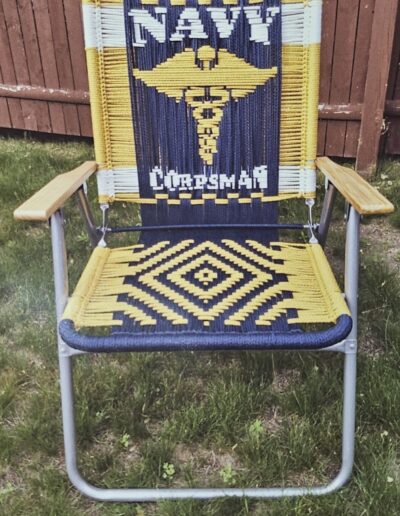 Macrame chair with Navy design